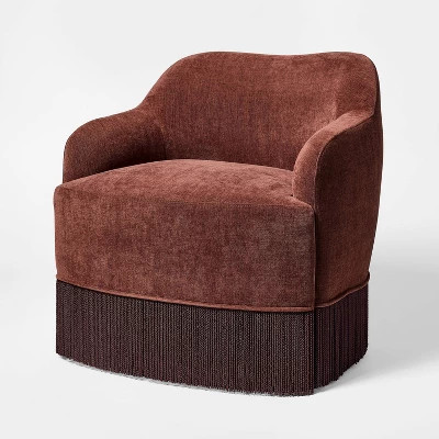 Upholstered Swivel Accent Chair with Fringe Light Blue - Threshold designed with Studio McGee™ | Target