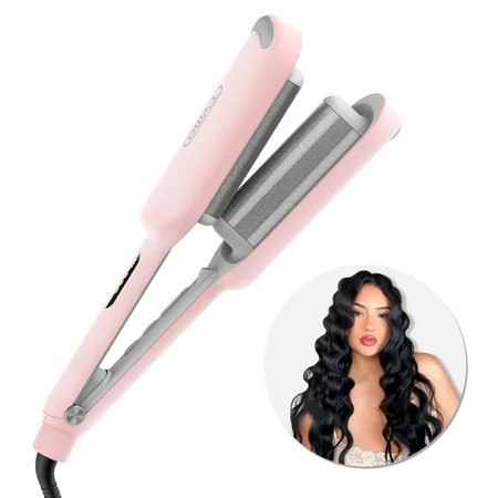TYMO ROVY Curling Iron & Hair Crimper with 3 Barrels Ionic Deep Waver Hair Styling Tool Dual Voltage Easy to Use 1.25 Inch Pink | Walmart (US)