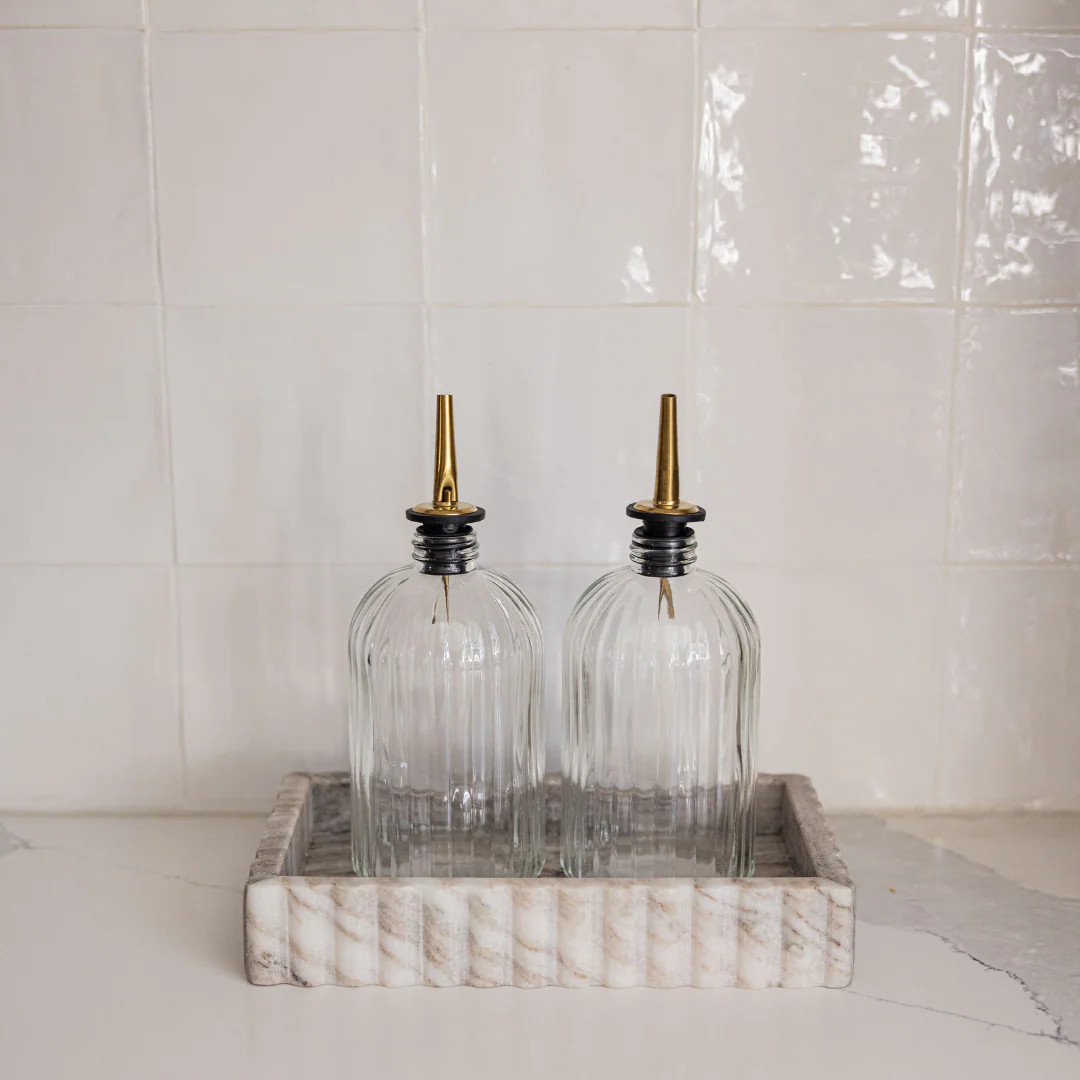 Scallop Olive Oil & Vinegar Glass Bottles | By Luxe B Co. | luxe bCO