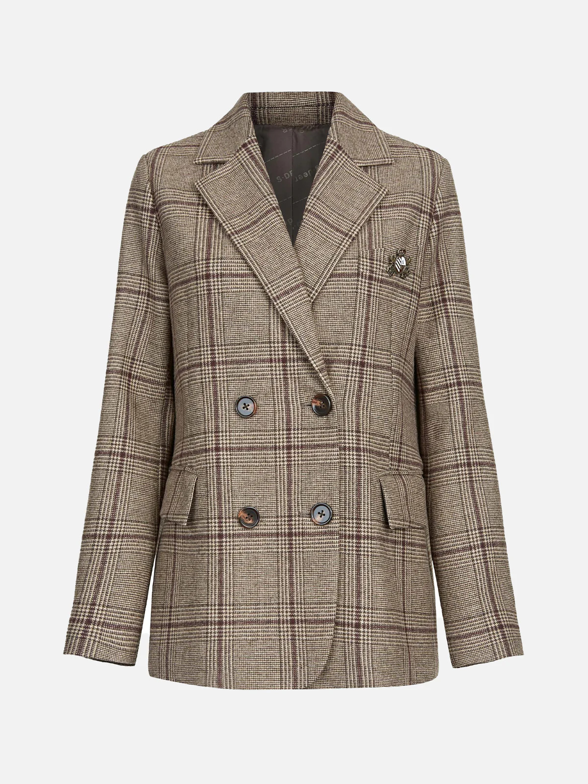 Plaid Double Breasted Blazer | SDEER