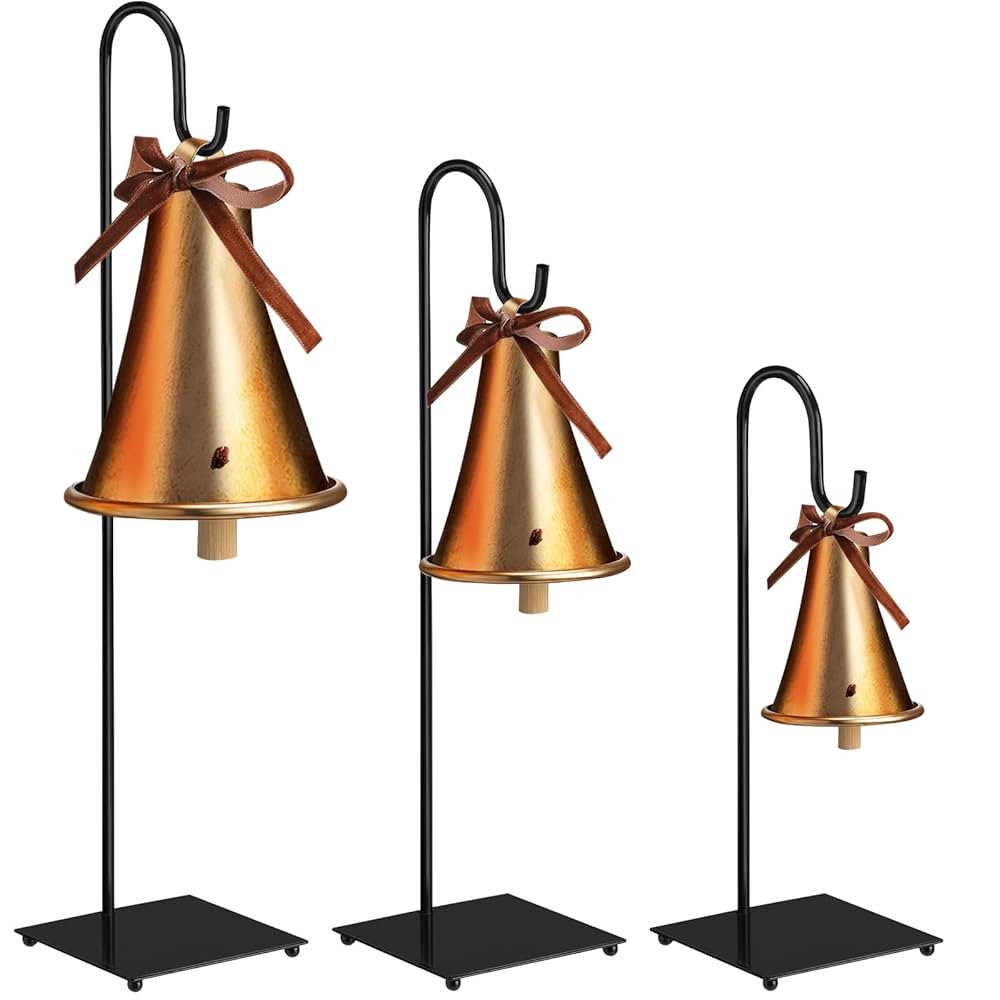 Amyhill 3 Pcs Christmas Decorative Bells Stands Table Decor Metal Vintage Inspired Bells Stands w... | Amazon (US)
