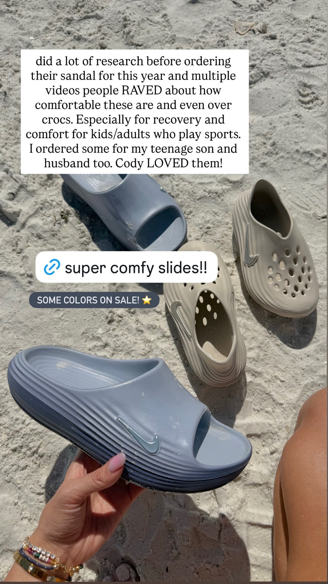 SOME COLORS ON SALE! ⭐️ did a lot of research before ordering their sandal for this year and multiple videos people RAVED about how comfortable these are and even over crocs. Especially for recovery and comfort for kids/adults who play sports. 
I ordered some for my teenage son and husband too. Cody LOVED them! @nike 
Nike kids 

#LTKSeasonal #LTKKids #LTKMens