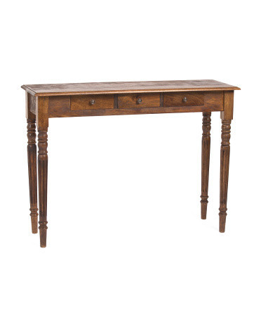 43X14X31.5 Solid Wood Turned Legs 3 Drawer Console Table | TJ Maxx