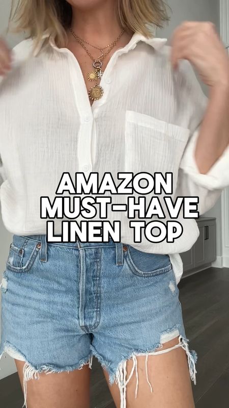 Amazon must-have linen top! So good. Wearing SZ S. 

#LTKstyletip #LTKfindsunder50 #LTKSeasonal
