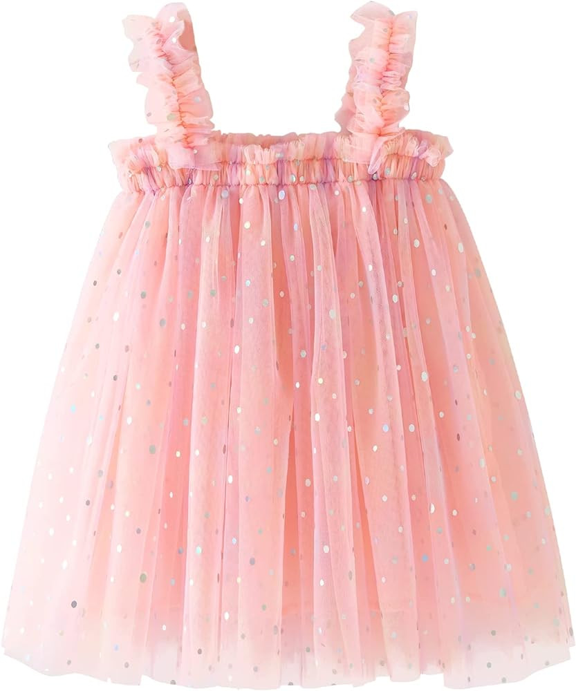 AGQT Baby Girls Tulle Tutu Dress Birthday Party Tulle Babydoll Dresses Size 6M-5T | Amazon (US)