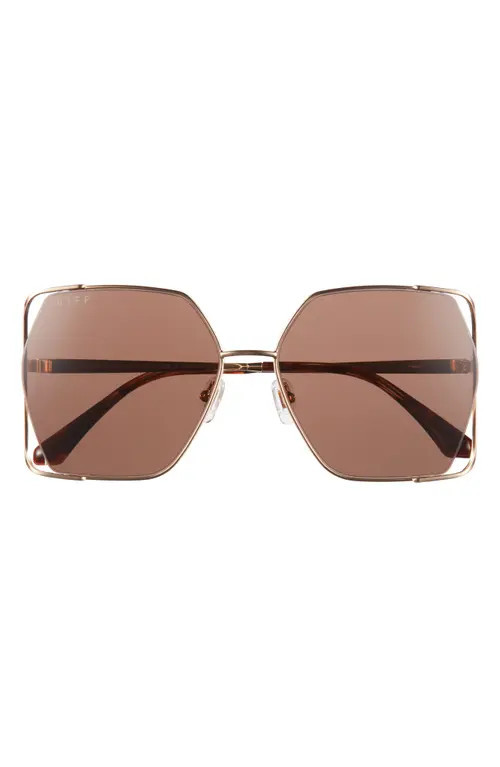 DIFF Donna IV 61mm Gradient Square Sunglasses in Brushed Gold /Truffle at Nordstrom | Nordstrom