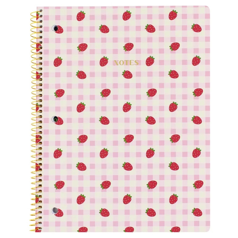 Ecokind Strawberry Checkered Wide Ruled Notebook, 8in x 10.5in, 80 Sheets | Walmart (US)