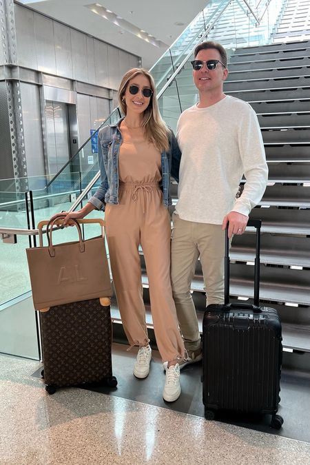 Comfortable and stylish airport outfits that we love 
Everything runs tts 
I am wearing a size small on the jumpsuit 

#LTKtravel #LTKmens #LTKstyletip
