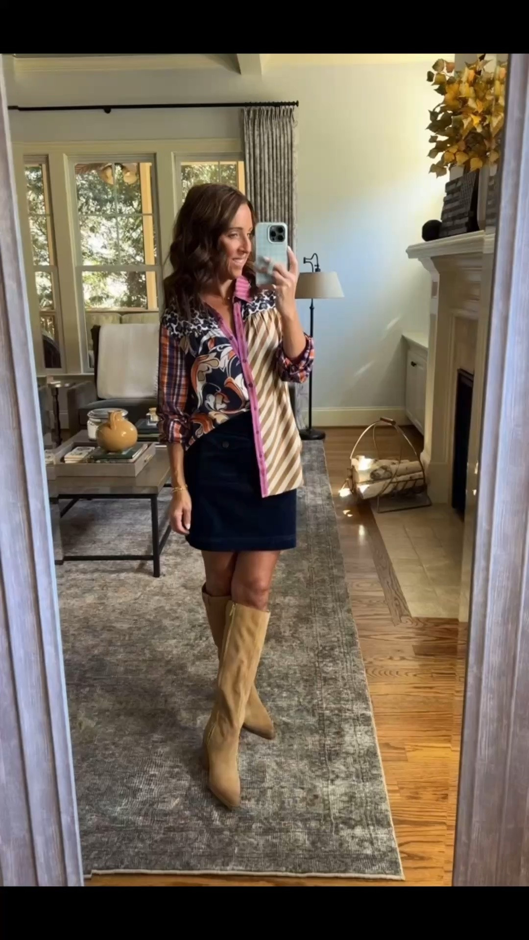 Fall pattern mixing. 
Blouse S. Skirt 0 petite

#LTKootd #LTKSeasonal #LTKOver40