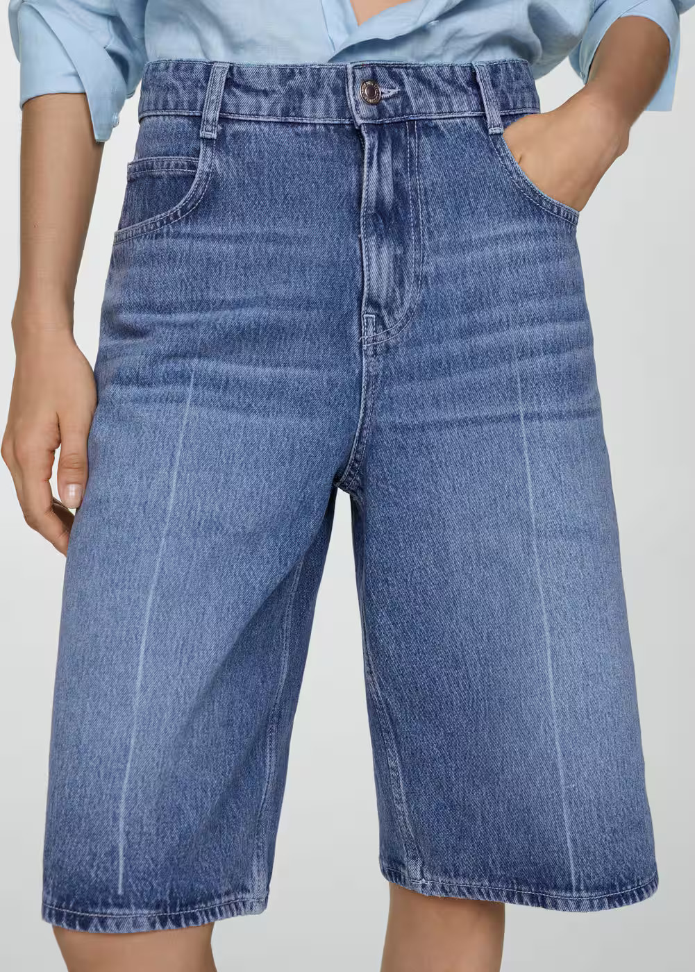 Straight-fit denim bermuda shorts -  Women | Mango United Kingdom | MANGO (UK)