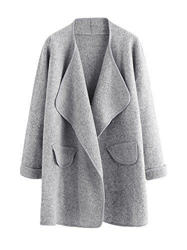 SheIn Women's Long Sleeve Cardigan Open Front Loose Sweater Coat One-Size Grey | Amazon (US)