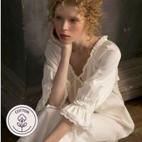 White Cottagecore Sleepwear | Dress Puff Sleeve Victorian Boho Cotton Gift For Her Modest | Etsy (CAD)