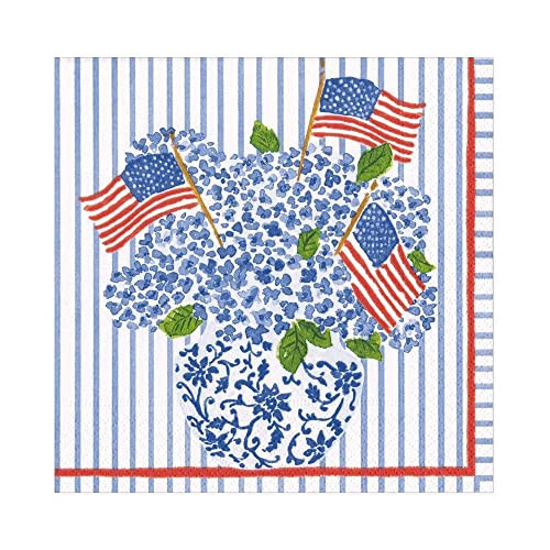 Caspari American Flags and Hydrangeas Paper Luncheon Napkins, 20 Per Package | Amazon (US)