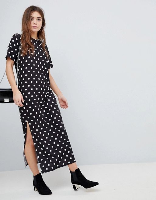 ASOS Ultimate T-Shirt Maxi Dress In Polka Dot | ASOS US