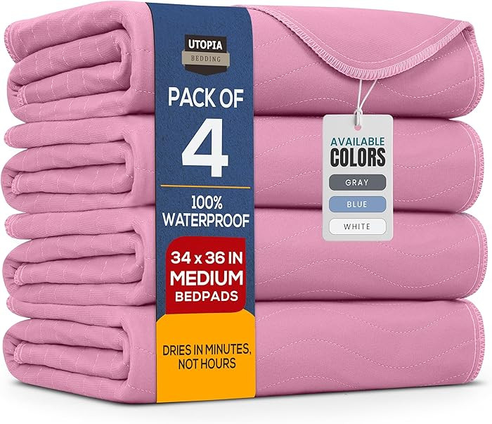 Utopia Bedding Washable Underpads 34" x 36" (Pack of 4), Waterproof Reusable Heavy Absorbency Inc... | Amazon (US)