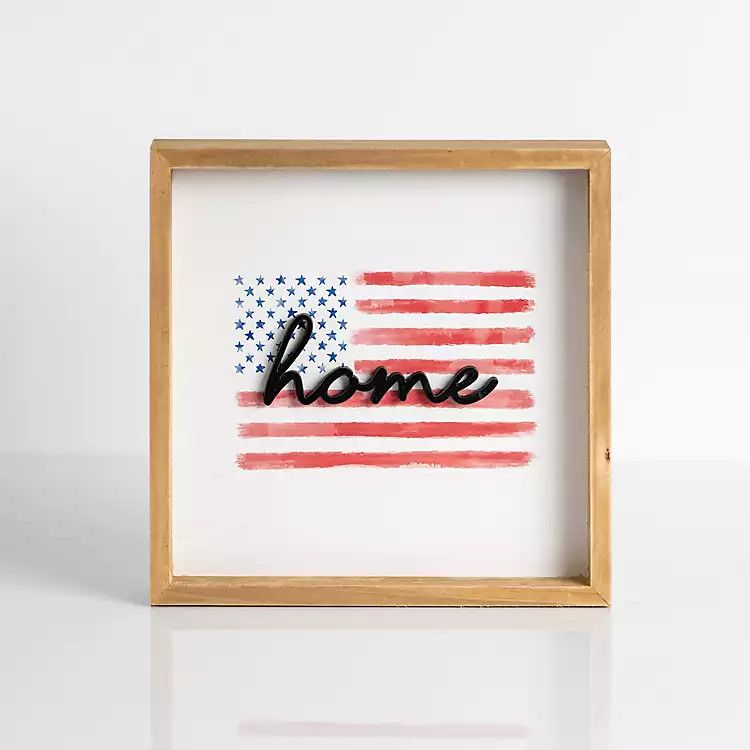 New! Home American Flag Tabletop Block Sign | Kirkland's Home