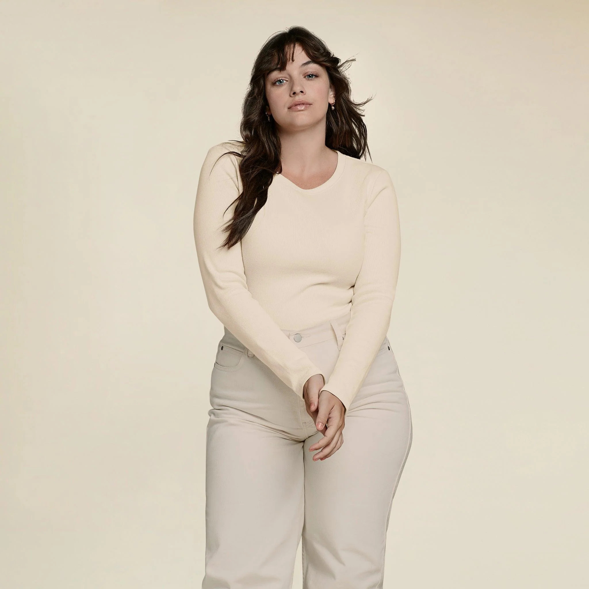 Long Sleeve Ribbed Crewneck Bodysuit | nuuds