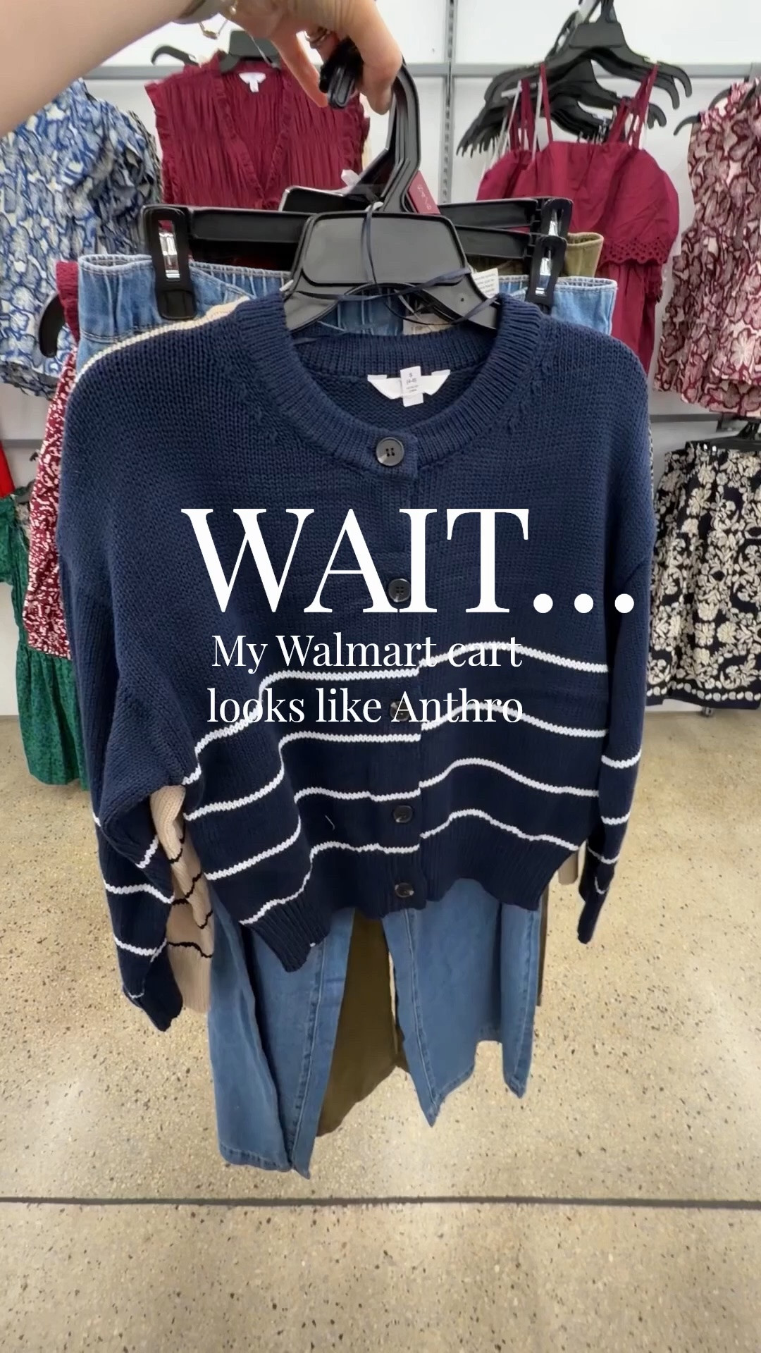 8 outfits that could be from Anthropologie, but the price says Walmart. Wide leg trouser jeans, cotton cardigans and dresses, feminine and artistic details. #walmartfashion