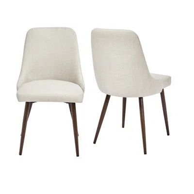 Beige Dining Chairs Of 2, Modern - Curved Back And Metal Legs For A Stylish Look 2 Upholstery With Foam Fill Space | Wayfair North America