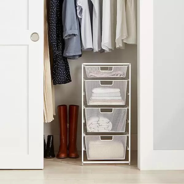 Elfa White Mesh Narrow Drawer Solution | The Container Store
