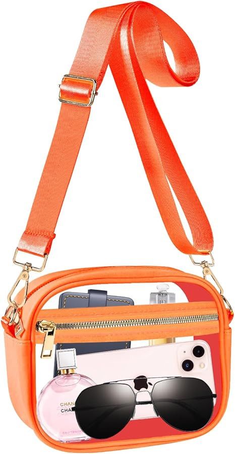 Fibrdoo Clear Bag Stadium Approved, Leather Clear Crossbody Purse Bag for Concerts Sports Events ... | Amazon (US)