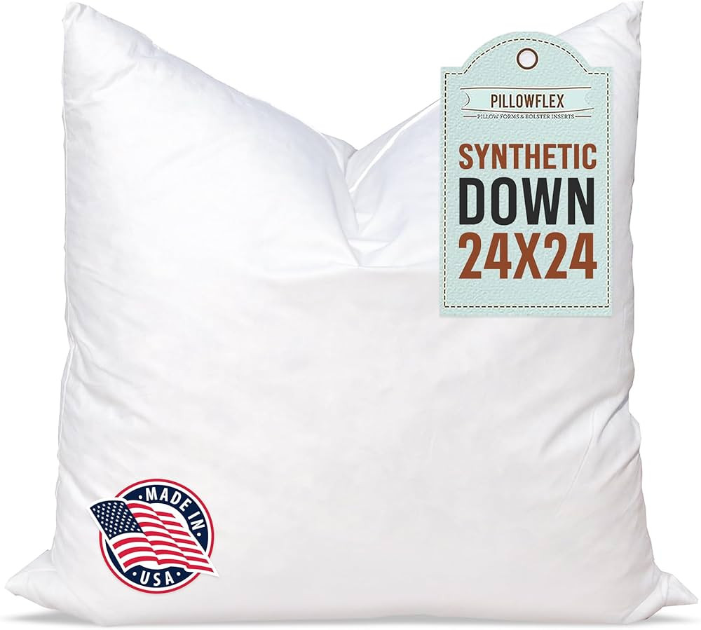 Pillowflex Synthetic Down Pillow Insert - 24x24 Down Alternative, Large Euro Pillow, Square Ultra... | Amazon (US)
