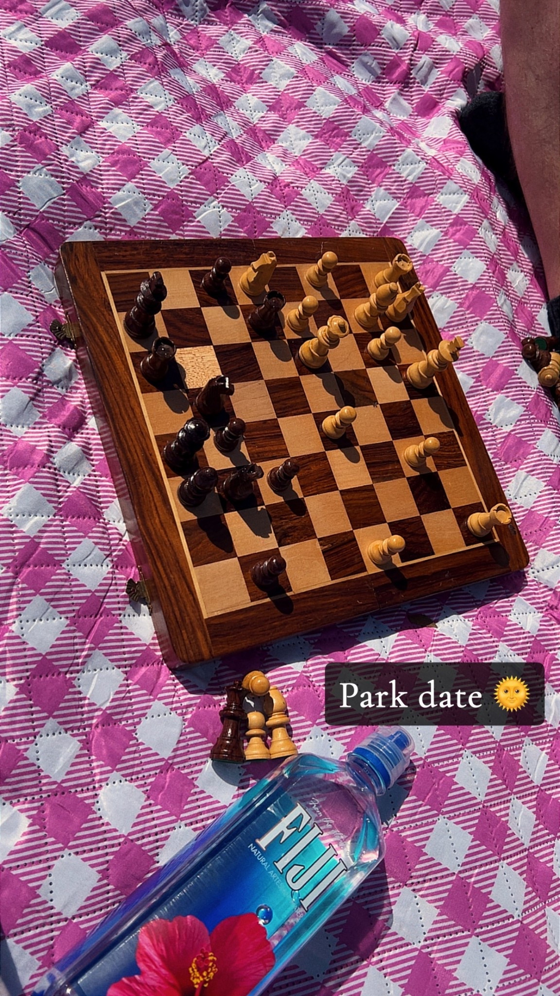 Date Idea that’s Simple yet Refreshing 

Went to the park and set up our picnic blanket in a grass field around wild buttercups enjoying the sunshine while playing a game of chess. This board is great for traveling due to its magnetic design. 

Amazon Favorites 
Games for travel 
Couples Date Idea

#LTKstorytime #LTKTravel #LTKdayinmylife