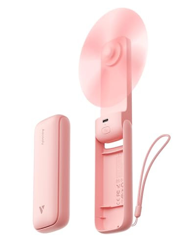 Aecooly Slim Handheld Fan, Mini Thin Portable Fan, Small Rechargeable Pocket [24H Max Cooling Time], Battery Powered Foldable Personal for Travel, Summer, Gifts for Women, Girls -Pink | Amazon (US)