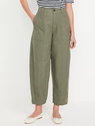 High-Waisted Canvas Barrel Ankle Pants | Old Navy | Old Navy (US)