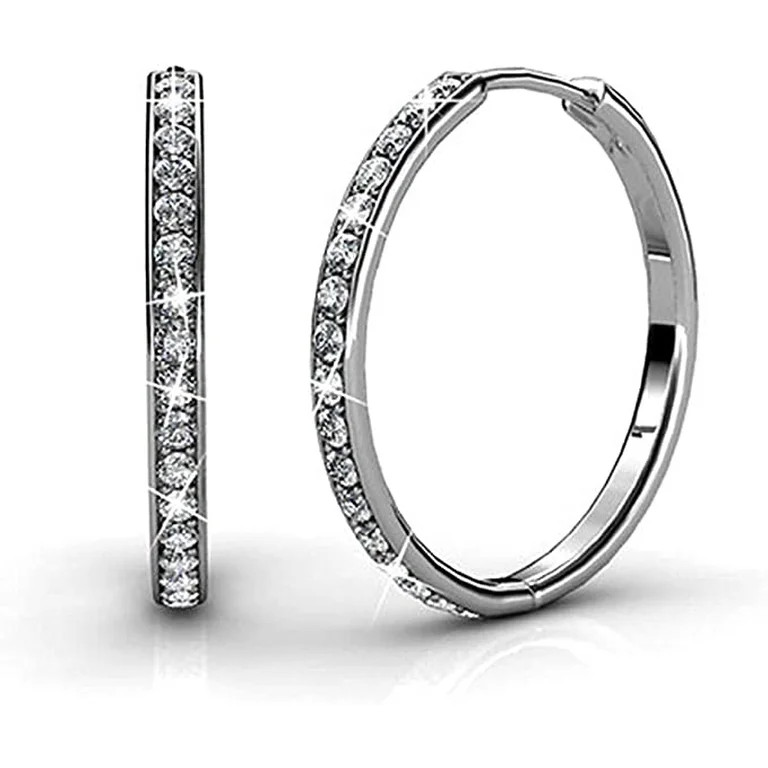 Cate & Chloe Bianca 18k White Gold Hoop Female Earrings with Swarovski Crystals | Walmart (US)
