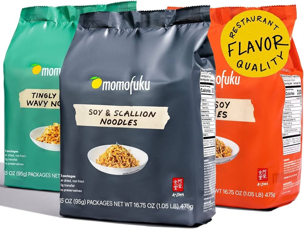 Momofuku Ramen Noodle Variety Pack by David Chang, 15 Count (Pack of 3) Air-Dried Vegan Instant N... | Amazon (US)