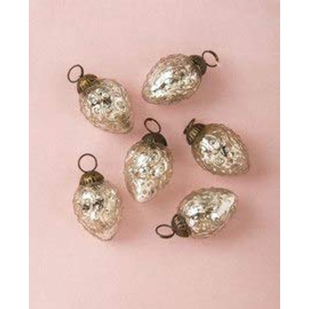 Luna Bazaar Mercury Glass Mini Ornaments (1 To 1.5-Inch Silver Marie Set Of 6) - Great Gift Idea Vin | Walmart (US)