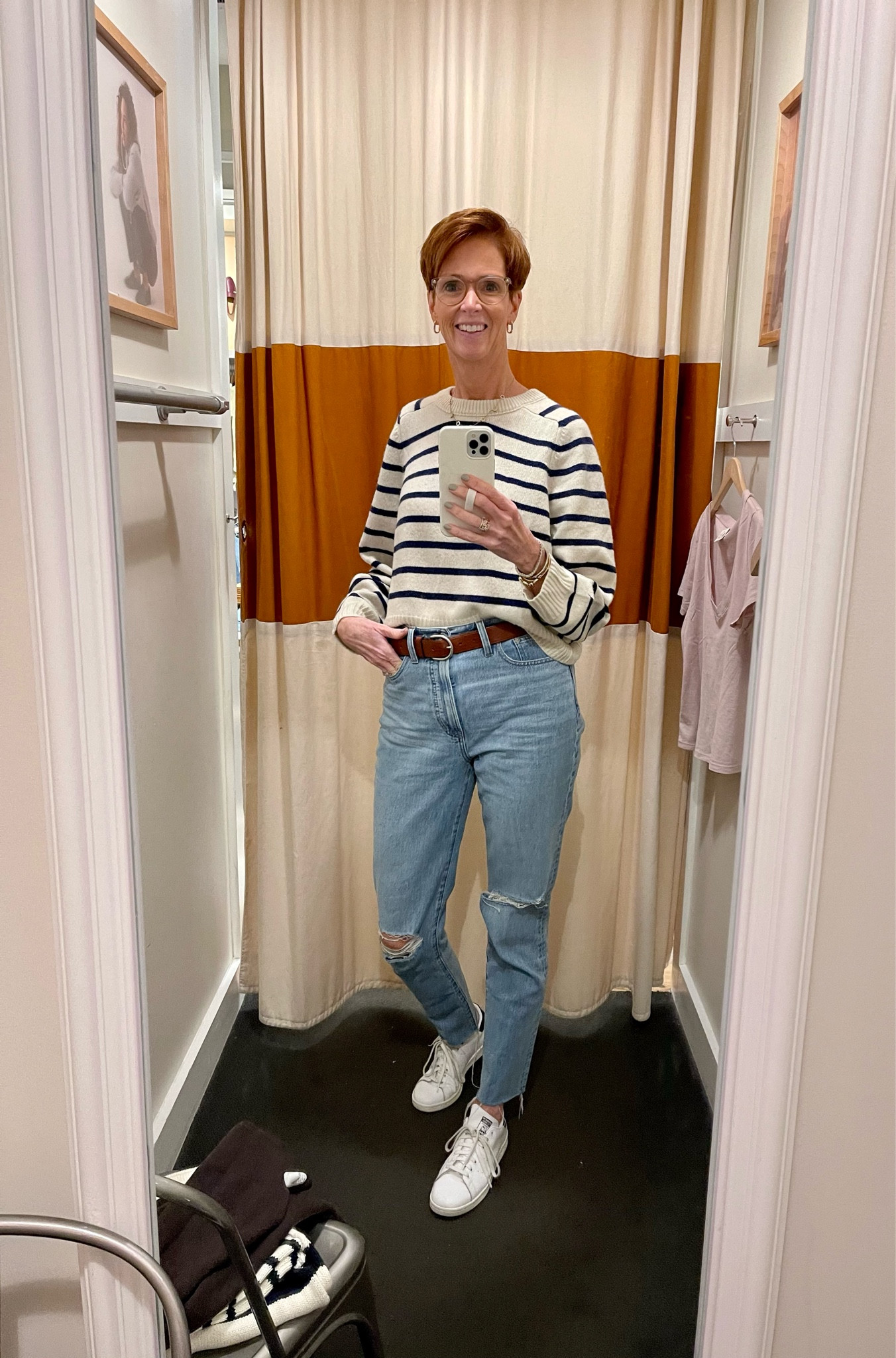 Madewell crewneck cashmere stripe sweater. Wearing a medium. Stripes are timeless and classic. They are an essential that add interest to an outfit. This sweater is super soft and would be perfect worn on its own or layered with other things.

workwear, teacher outfit, jeans, boots, fall fashion, fall outfit idea, fall style, fall photos

#madewell

#LTKsalealert #LTKover40 #LTKSale