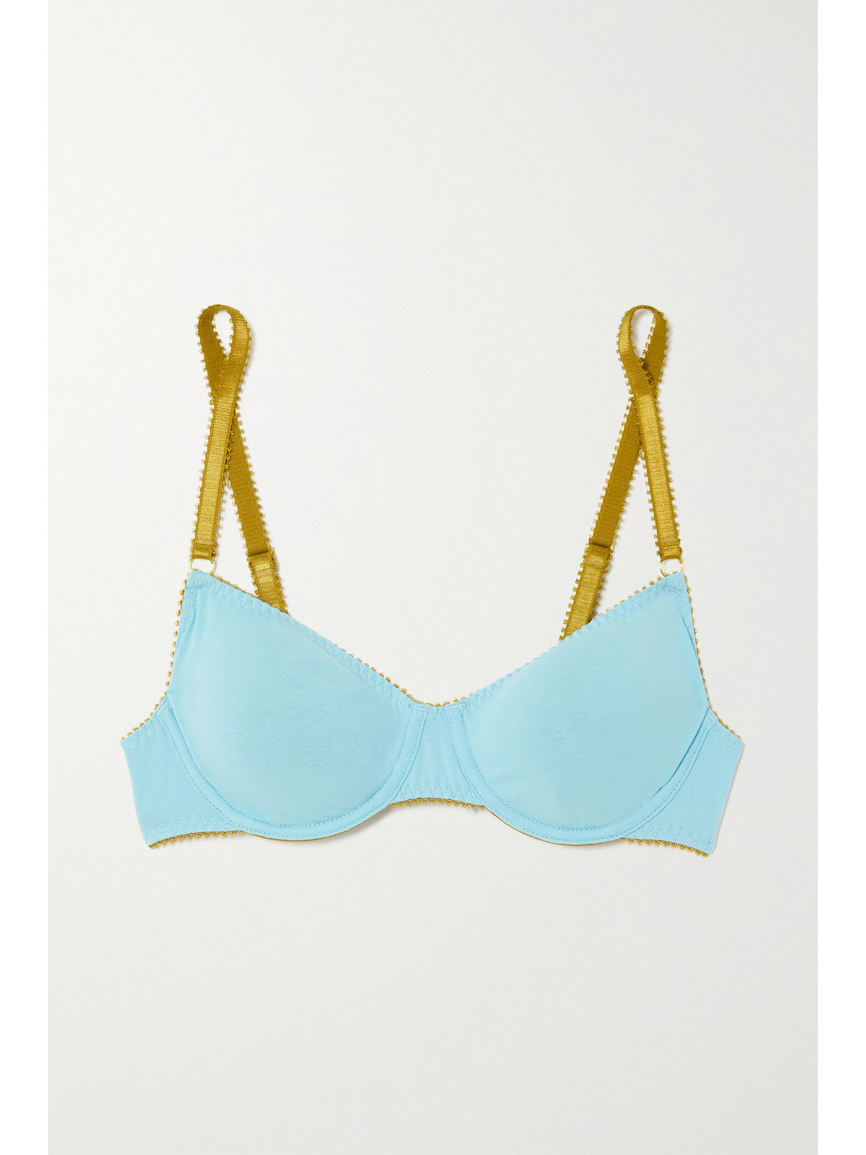 Dora Larsen - + Net Sustain Marley Stretch Organic Cotton-jersey Underwired Bra - Blue | NET-A-PORTER (UK & EU)