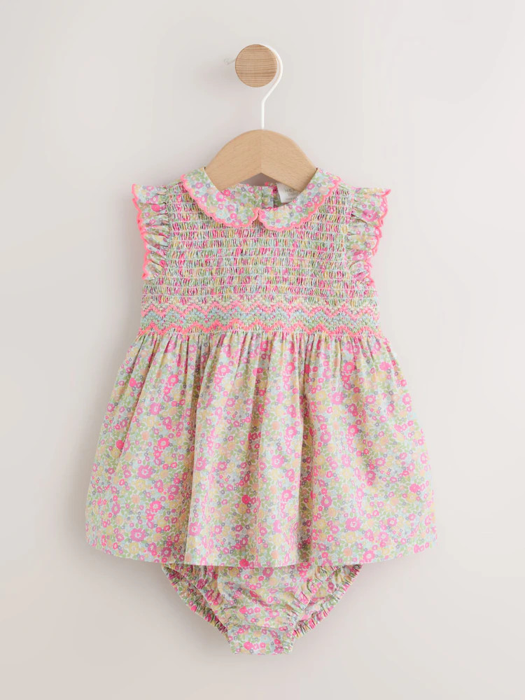 Pink Floral Woven Baby Dress and Knickers Set 2 Piece (0mths-2yrs) | Next US