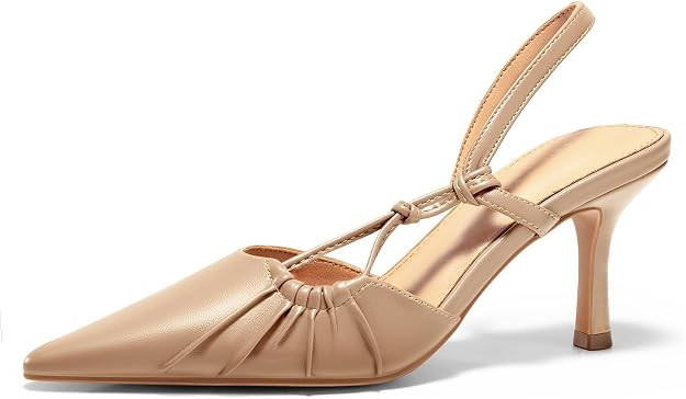 Coutgo Womens Slingback Kitten Heels Closed Pointed Toe Pumps D'Orsay Wedding Party Dress Shoes | Amazon (US)