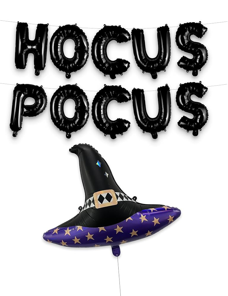 HOUSE OF PARTY Halloween Balloons | 20'' Witch Hat Balloon | Hocus Pocus Foil Mylar Balloons Bann... | Amazon (US)