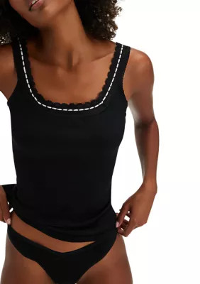 Free People Women's Only You Pointelle Tank Top, Black, XL | Belk