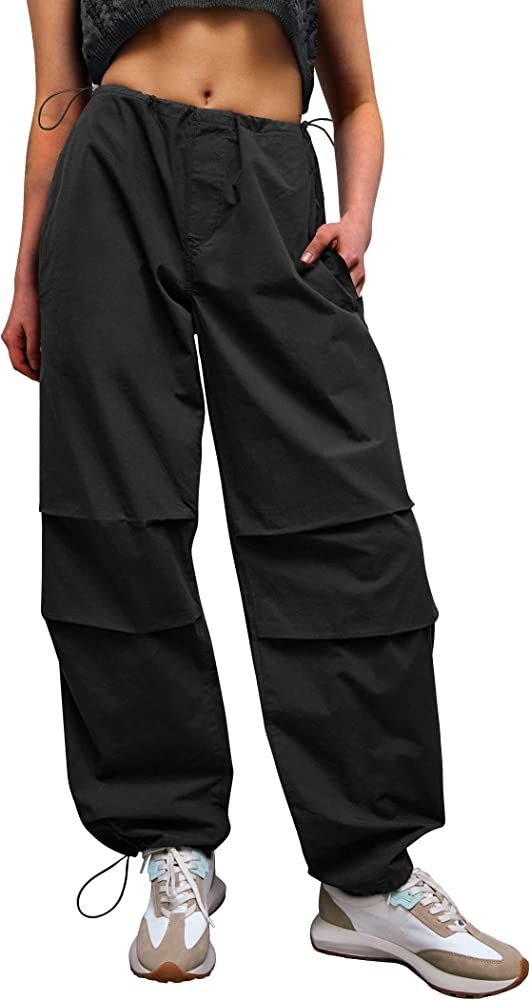 Fengbay Parachute Pants for Women, Drawstring Elastic Low Waist Y2k Parachute Pants Cargo Pants W... | Amazon (US)
