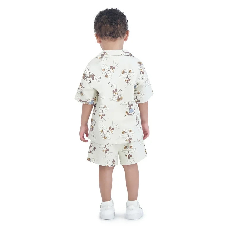 Mickey Mouse Toddler Boys Resort Short Sleeve Shirt and Shorts Set, 2-Piece, Sizes 12M-5T | Walmart (US)