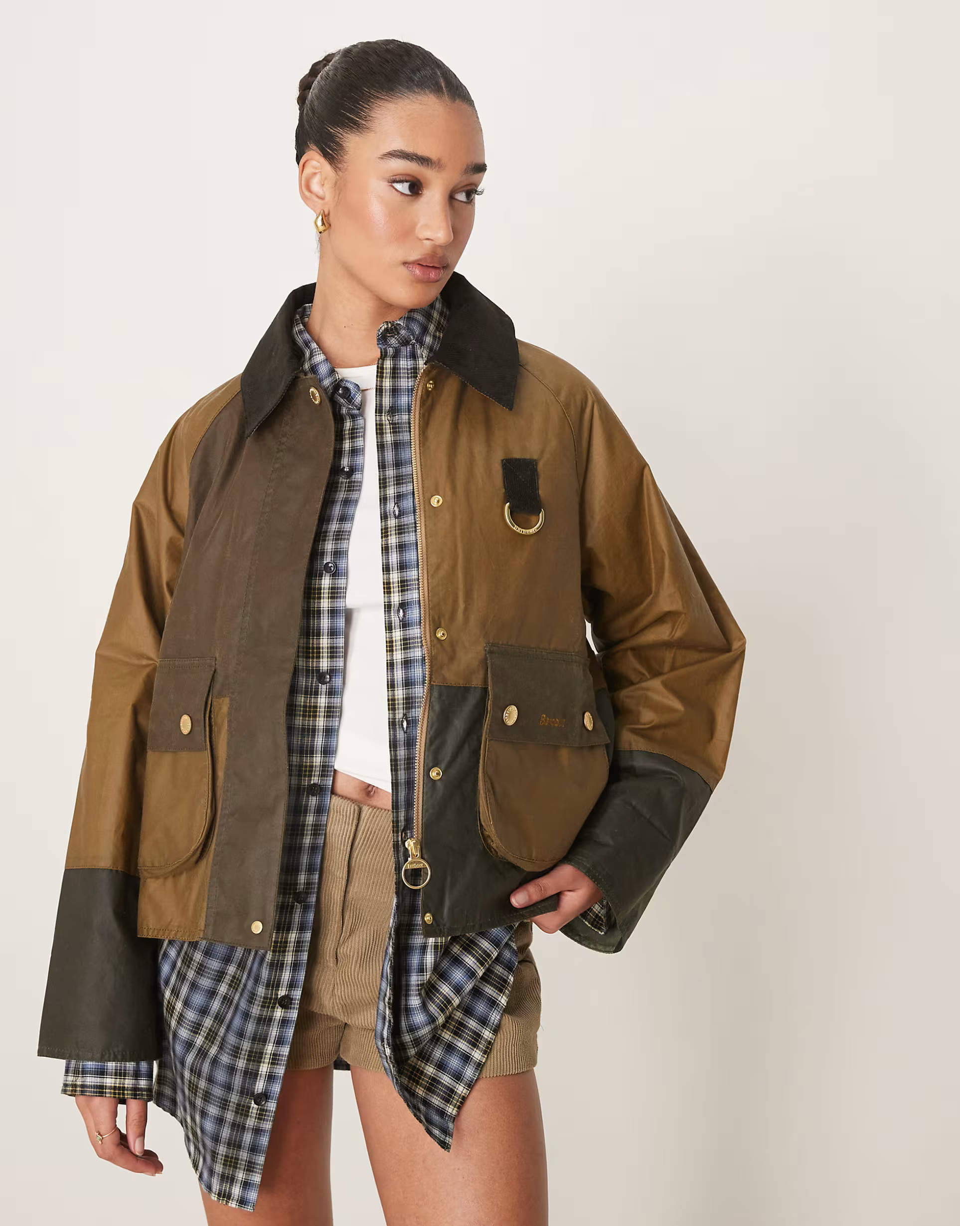 Barbour Alma wax jacket in sand/archive olive/beech/ancient | ASOS (Global)