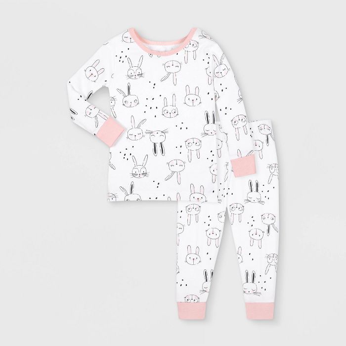 Lamaze Toddler Girls' 2pc Bunny Organic Cotton Snug Fit Pajama Set - Pink | Target
