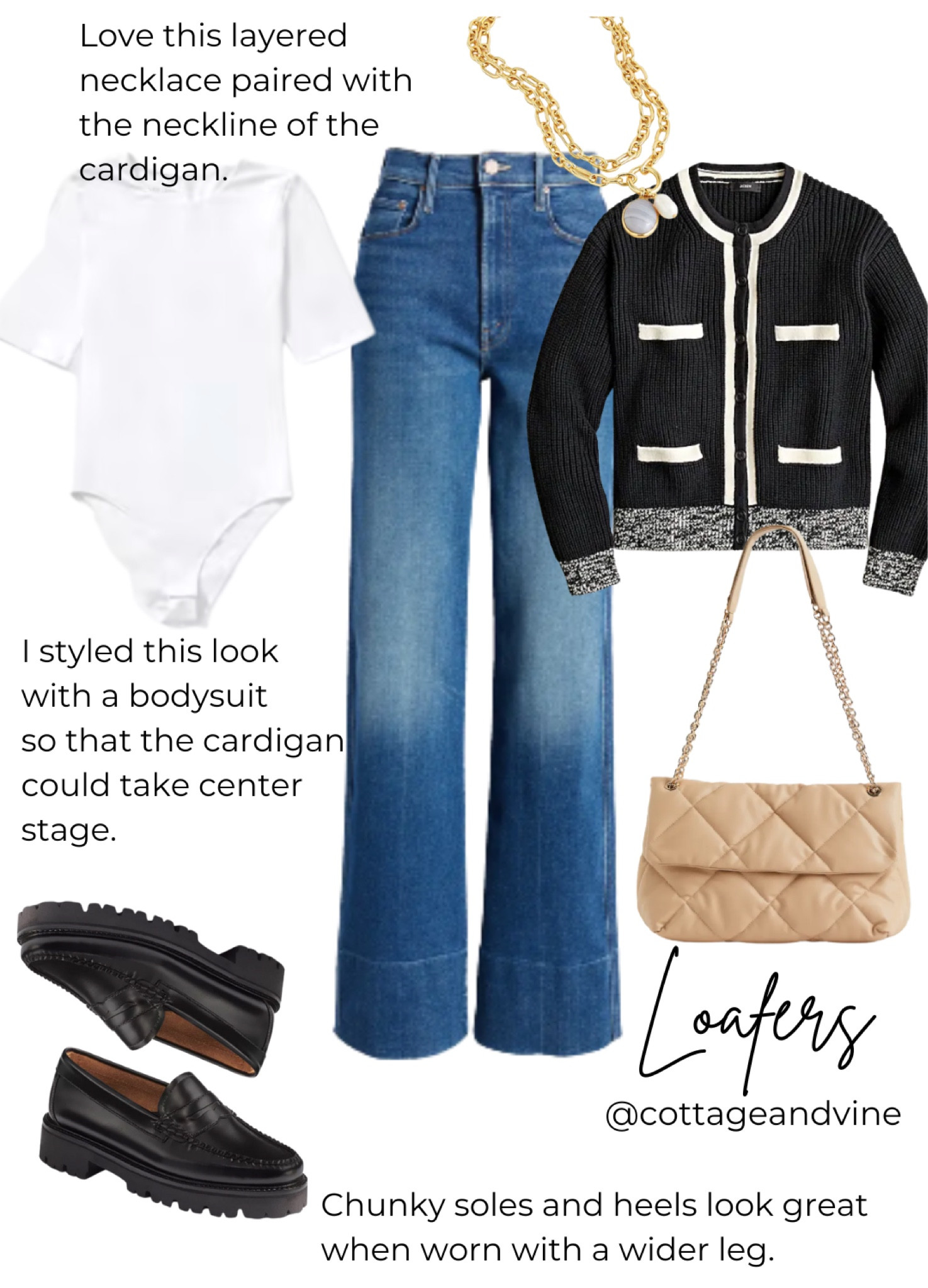 Loafers styling - make it chic with a classic cardigan, flared denim, and a chunky loafer.  #loafers #classicstyle 

#LTKshoecrush #LTKSeasonal #LTKstyletip