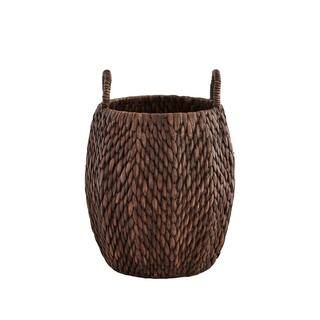 Round Brown Woven Water Hyacinth Decorative Poppy Basket | The Home Depot