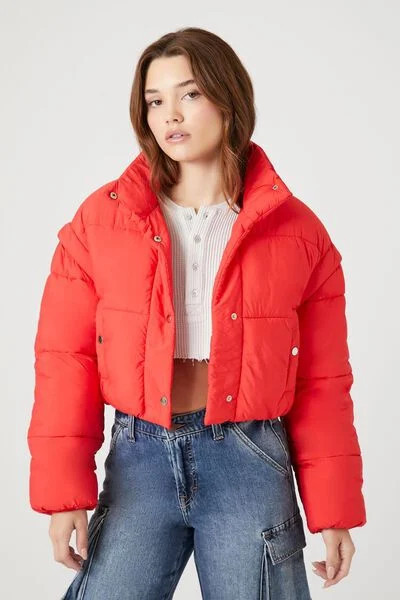 Cropped Layered-Sleeve Puffer Jacket | Forever 21 (US)