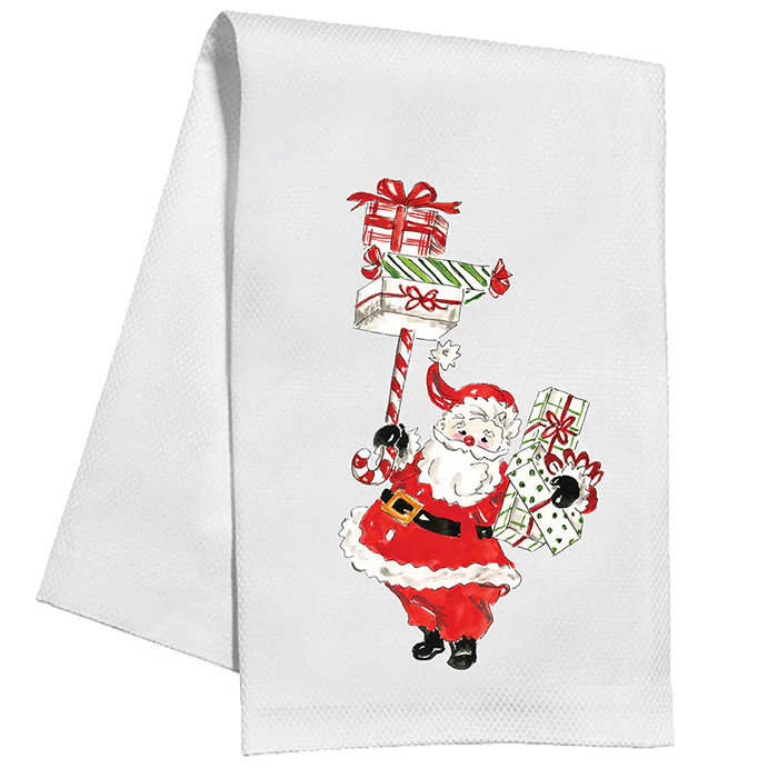 Holiday Santa with Presents Kitchen Towel | Rosanne Beck Collections