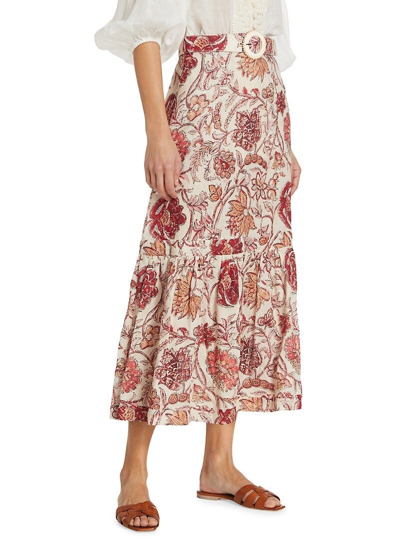 Vitali Floral Linen Midi-Skirt | Saks Fifth Avenue