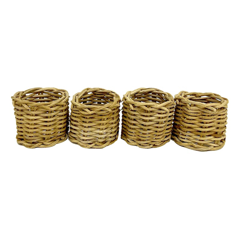 Set of 4 Natural Rattan Napkin Rings | At Home