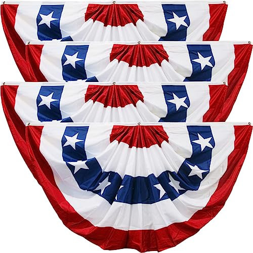 American Flag Bunting for Outside,4th of July Flags Outdoor, USA Pleated Fan Flag 1.5x3 FT,Patriotic Decor Bunting Banner,Fourth of July Yard Decorations,Red White and Blue Decor for Outside (4 Pack) | Amazon (US)