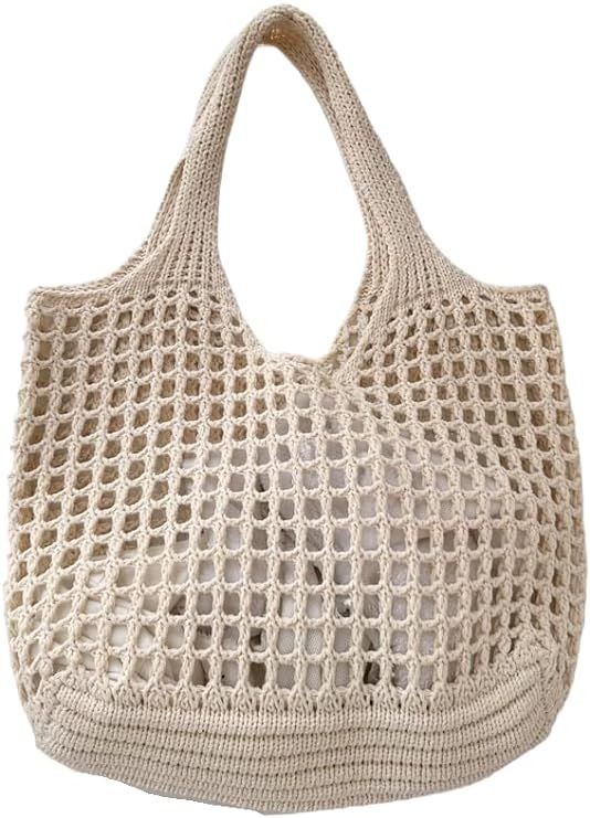 ENBEI Beach Bag for women, Crochet tote bags, Shoulder Handbags knit bag,cute tote bag for travel... | Amazon (US)